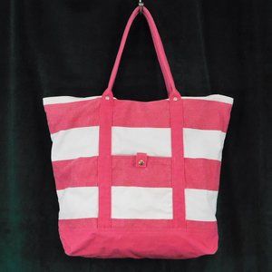 Merona Hot Pink & White Canvas Tote Bag